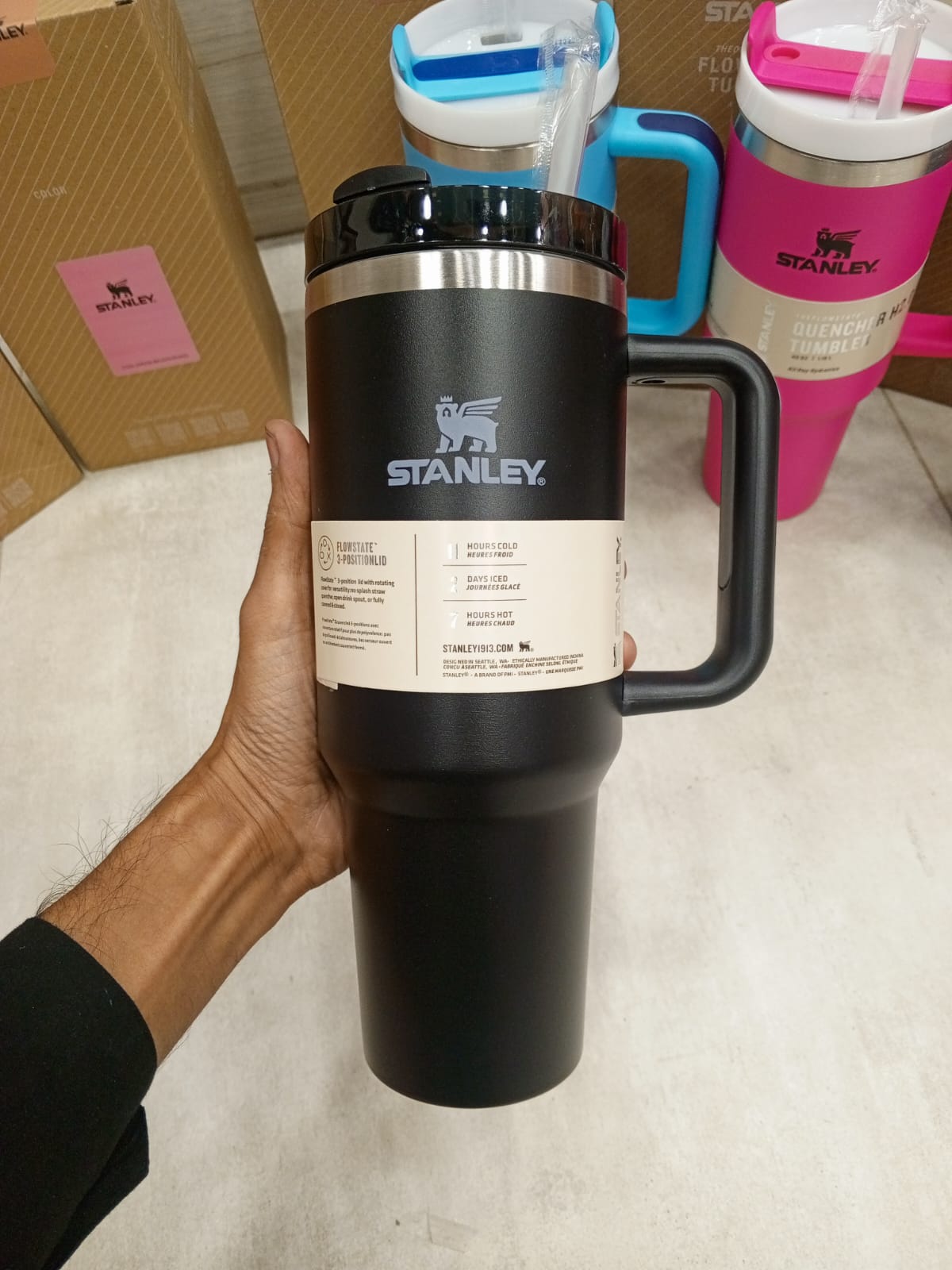 Floral Tumbler 1200ml 40oz Insulated Stainless Steel Travel Cup with Handle and Straw