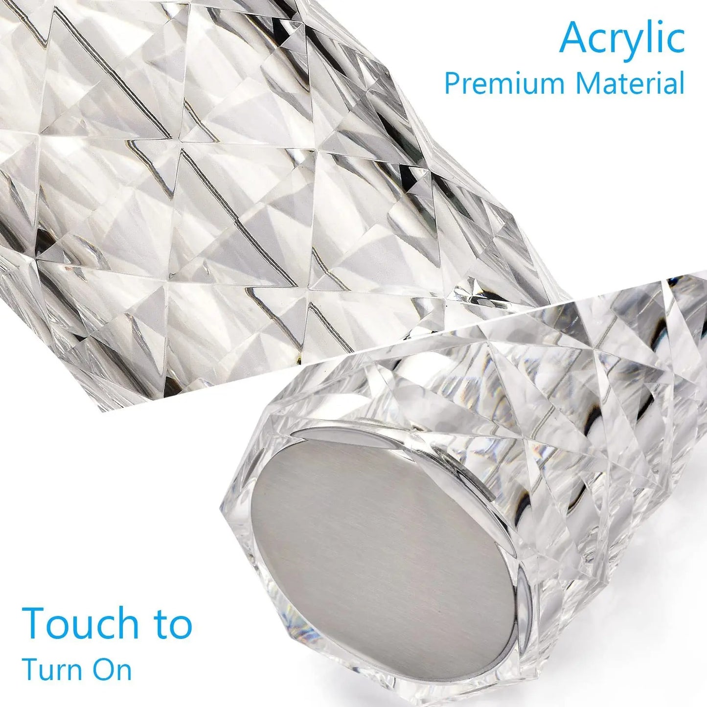 Crystal Table Lamp for Bedroom 16 Colors Touch/Remote Dimmable Night Light USB LED Bedside Diamond Rose Lamp