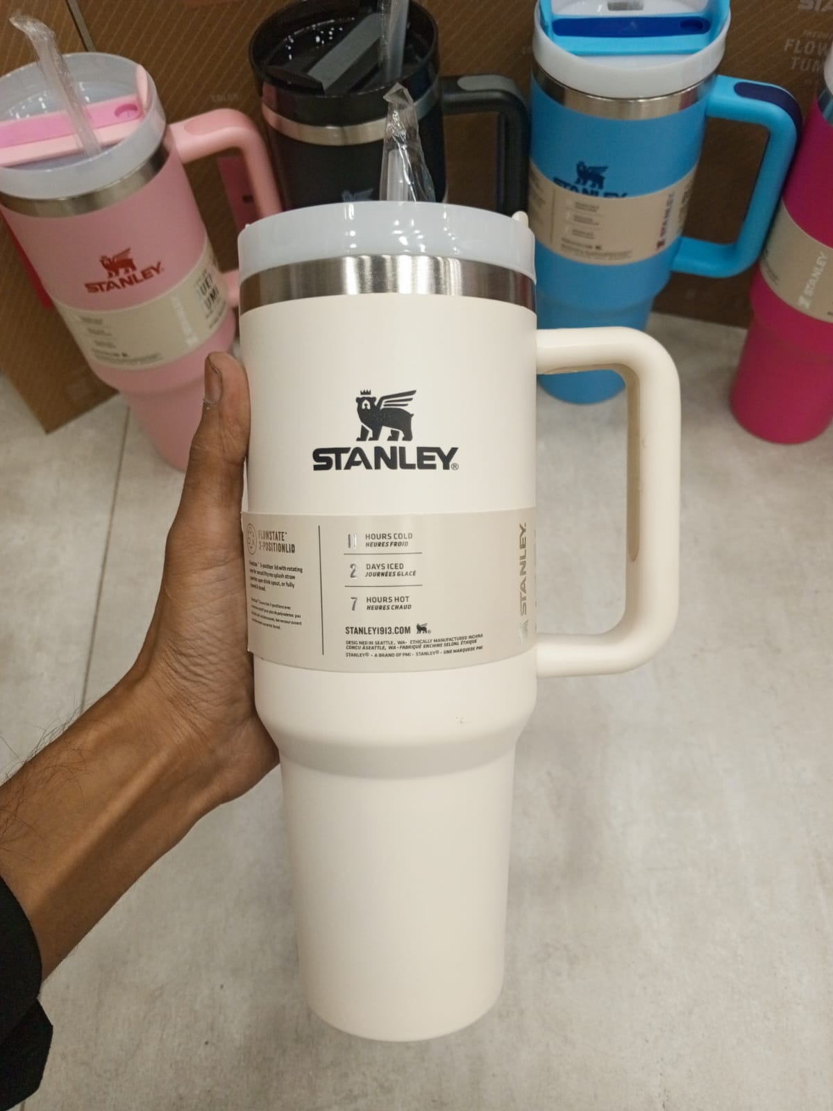 Floral Tumbler 1200ml 40oz Insulated Stainless Steel Travel Cup with Handle and Straw