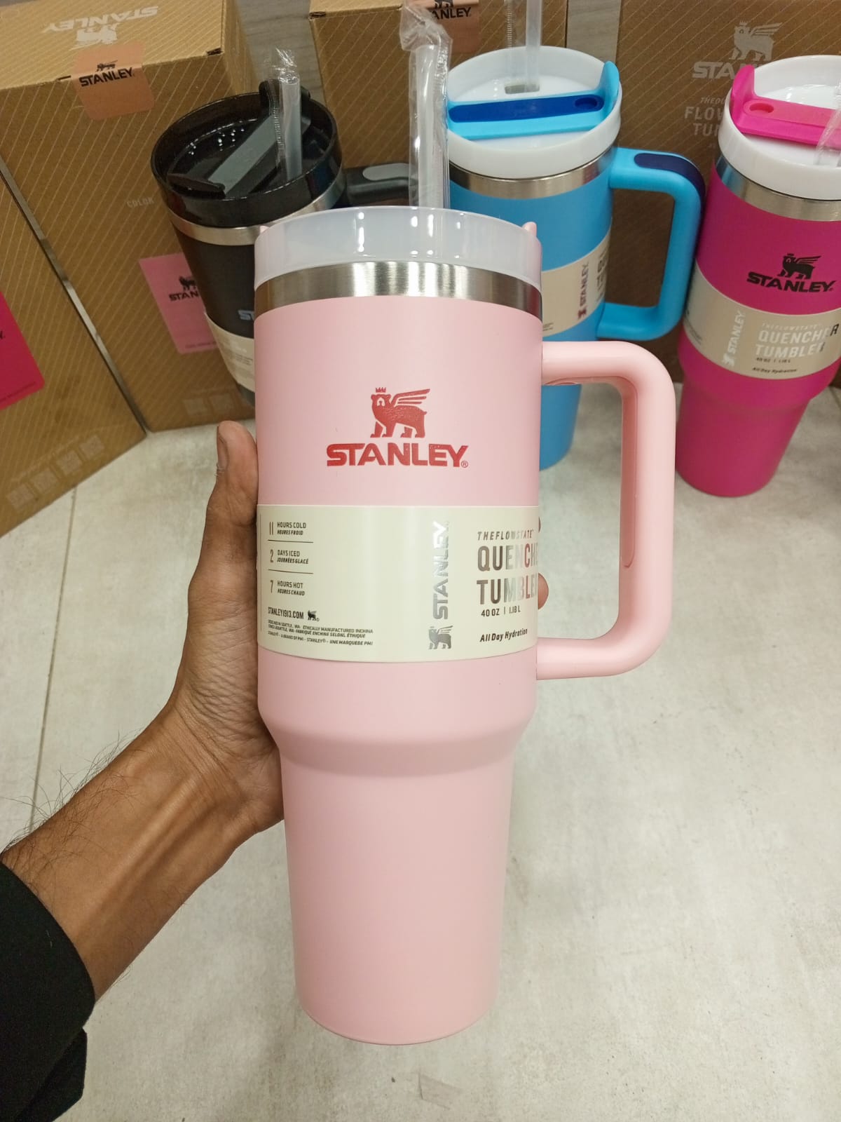 Floral Tumbler 1200ml 40oz Insulated Stainless Steel Travel Cup with Handle and Straw