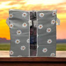 Printed Multipurpose Storage Bag, Storage Bags With Handles, Non Woven Floral Print Storage Organizer, Closet Organizer