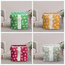Printed Multipurpose Storage Bag, Storage Bags With Handles, Non Woven Floral Print Storage Organizer, Closet Organizer