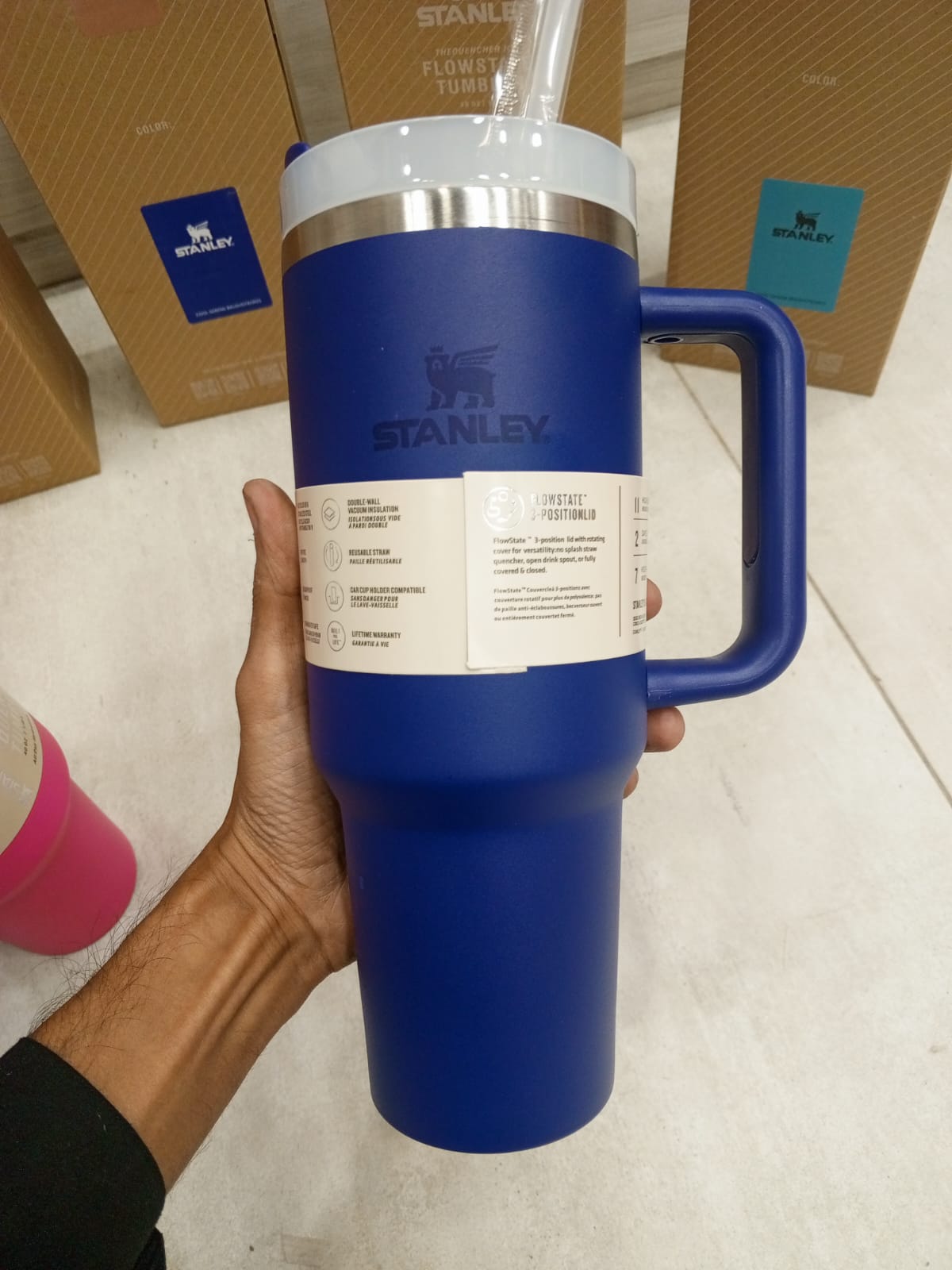 Floral Tumbler 1200ml 40oz Insulated Stainless Steel Travel Cup with Handle and Straw