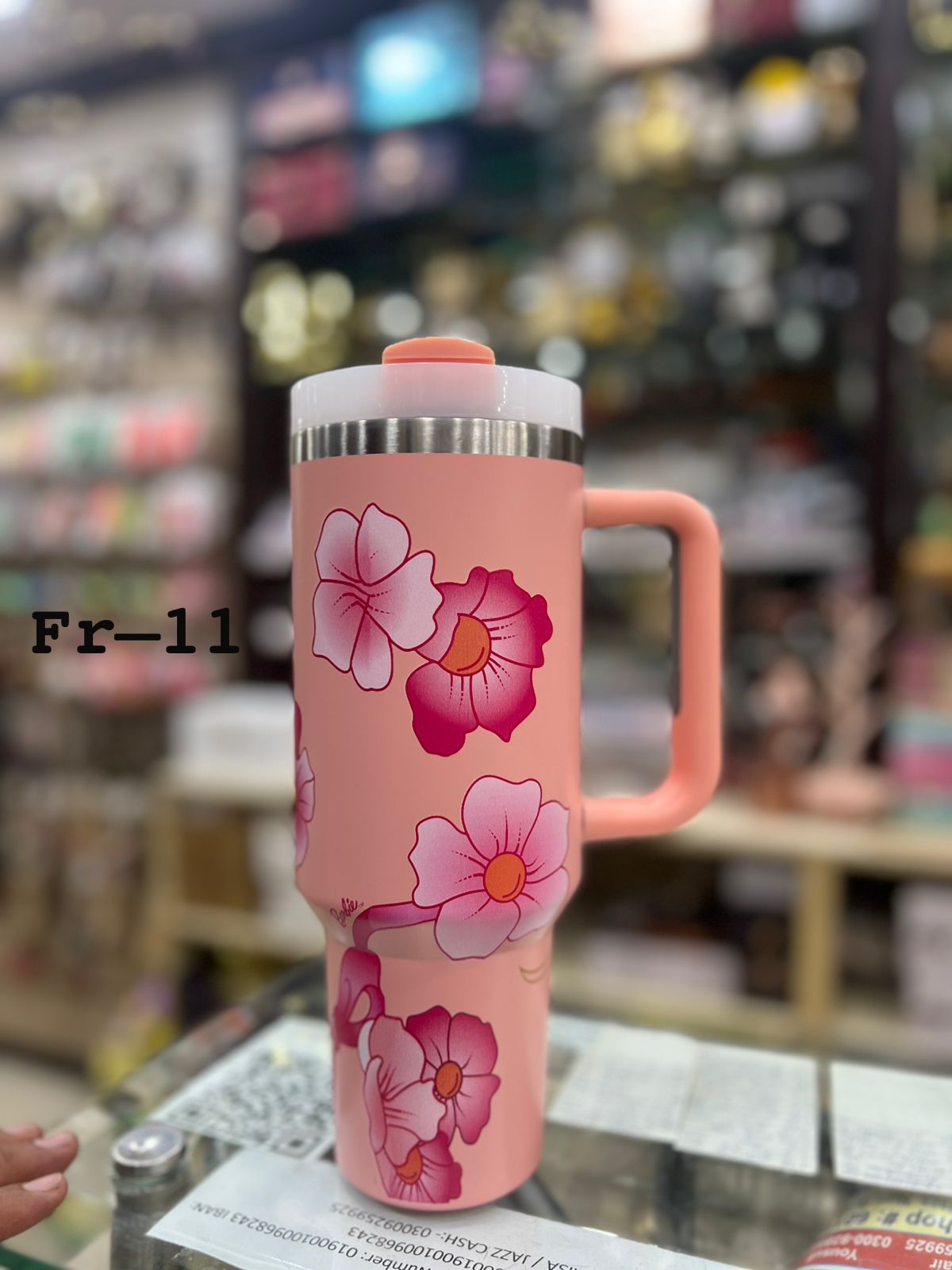 1200ml 40oz Flower Design Tumbler with Handle and Straw