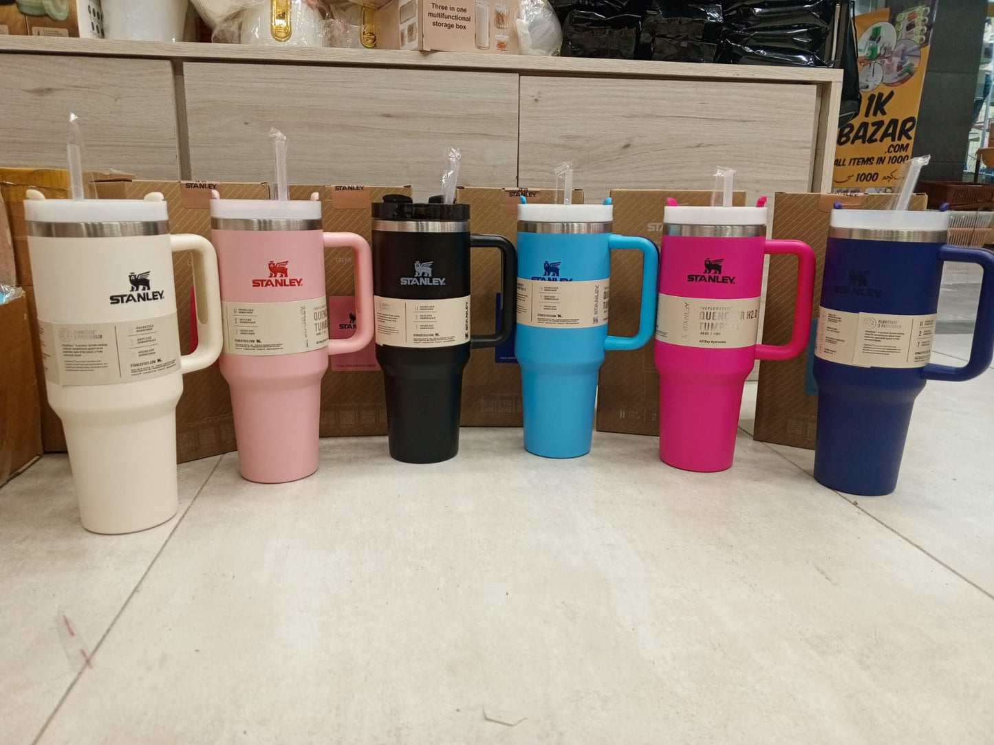 Floral Tumbler 1200ml 40oz Insulated Stainless Steel Travel Cup with Handle and Straw