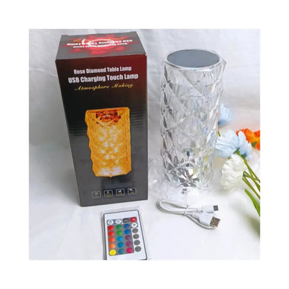 Crystal Table Lamp for Bedroom 16 Colors Touch/Remote Dimmable Night Light USB LED Bedside Diamond Rose Lamp