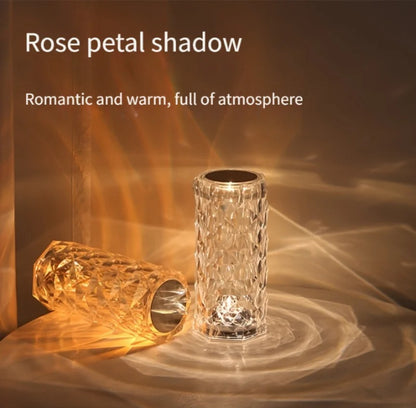 Crystal Table Lamp for Bedroom 16 Colors Touch/Remote Dimmable Night Light USB LED Bedside Diamond Rose Lamp
