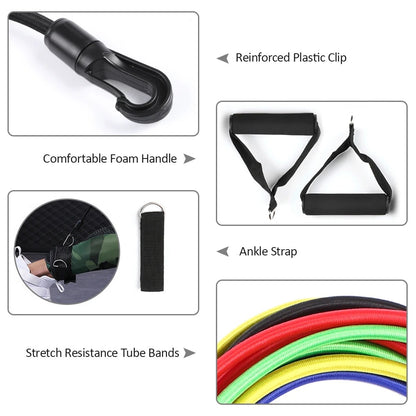 Resistance Bands Set 11 Pcs for Yoga, Pilates, Abs, Home Fitness and Strength Training