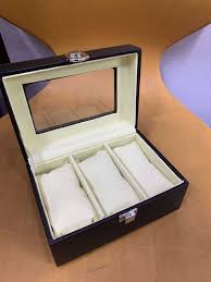 3-Slot Leather Watch Box