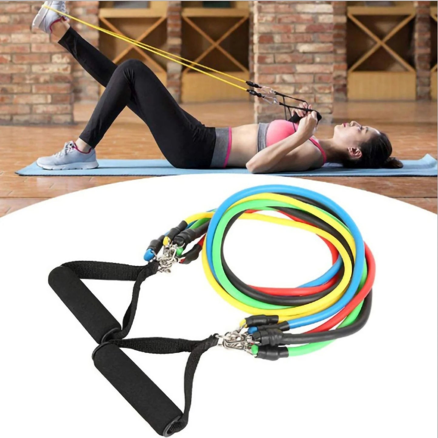 11 pcs Resistance Band Set Fitness Band Pull Rope Elastic Training Band With Door Anchor Handles Carry Bag Legs Ankle Straps