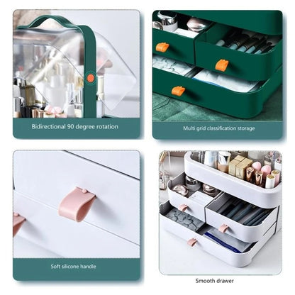 Cosmetic Organizer Box with Drawer – Dust-Proof Makeup Storage