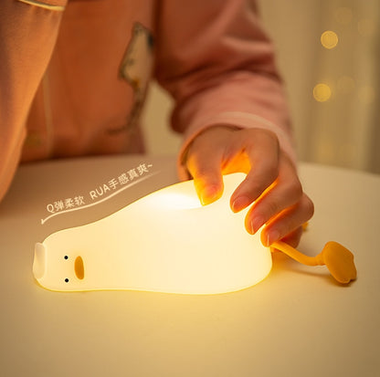 Duck Rechargeable LED Night Light – Soft Silicone Cartoon Lamp for Kids, Bedside Nightlight, Home Room Decor & Birthday Gift