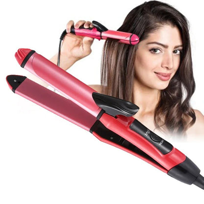 2 in 1 Hair Straightener and Curler Ceramic Flat Iron Hair Curling Irons Straight and Curl Hair Care Styling Tools