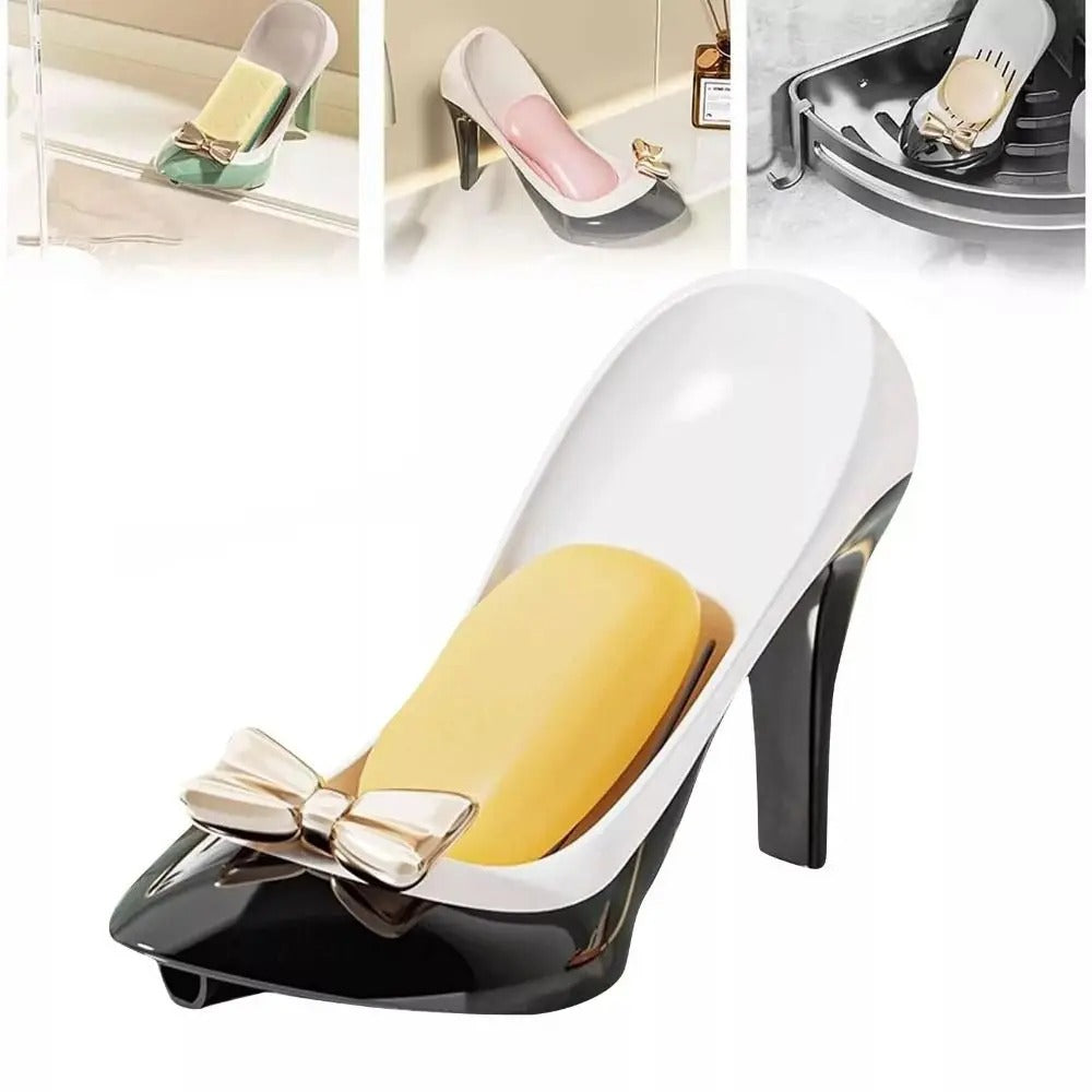 1pc Creative High Heel Shoe Design Soap Dish with Suction Cup Universal Fit for Bathroom Countertop Ideal for Dorms and Home