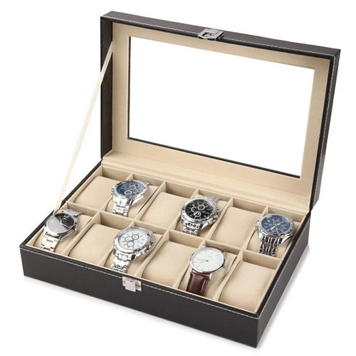 10-Slot Leather Watch Box