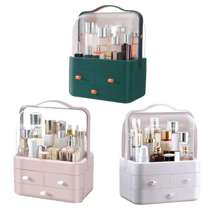 Cosmetic Organizer Box with Drawer – Dust-Proof Makeup Storage
