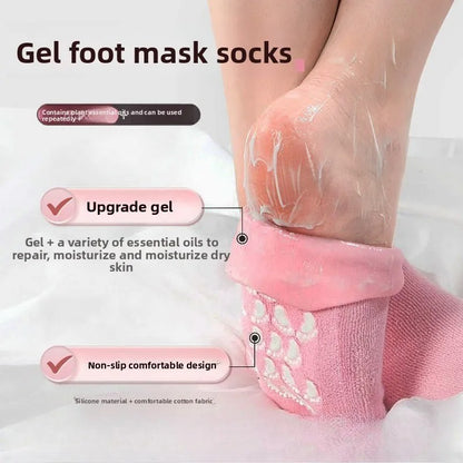 Silicone Moisturizing Foot Mask Socks  Reusable Anti-Crack Heel Protector, Exfoliating Dry & Dead Skin Remover, Softening Foot Care Socks