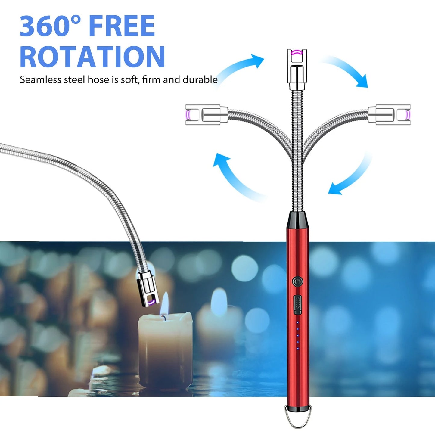 Windproof Kitchen Electric USB Lighter Long Candle BBQ Gas Stove Ignition Gun Camping Rechargeable Flameless Lighter