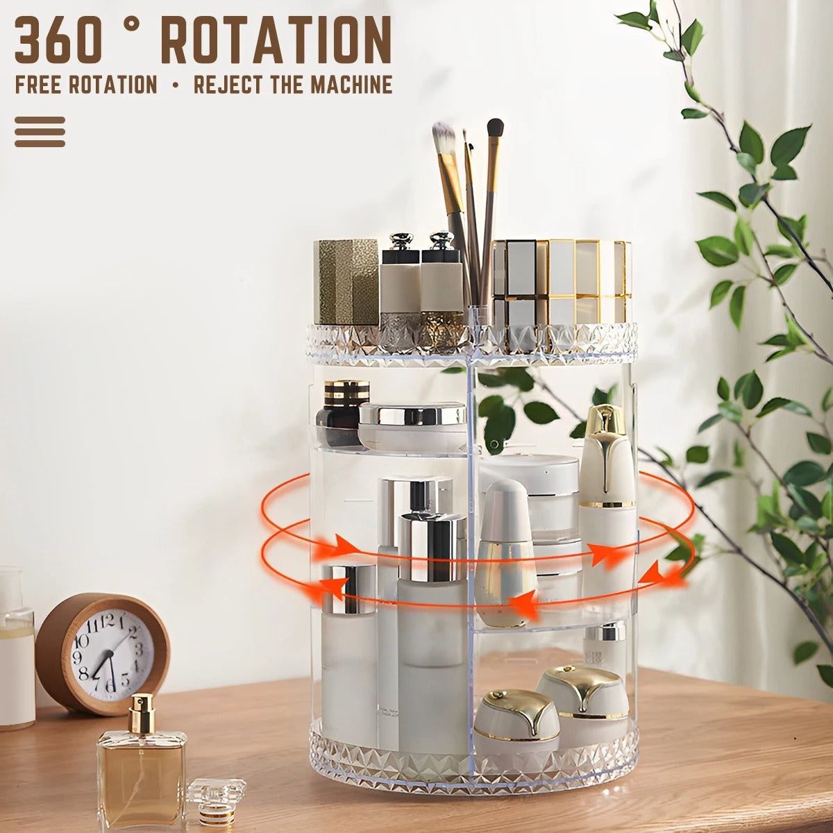 360 Degree Rotating Cosmetic Storage Box Makeup Organizer