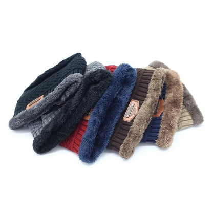 Men's Winter Knitted Wool Hats Thickened Warm And Cold Proof Cycling Women's Cotton Hats Thickened Wool Neck Covers Warm Scarves