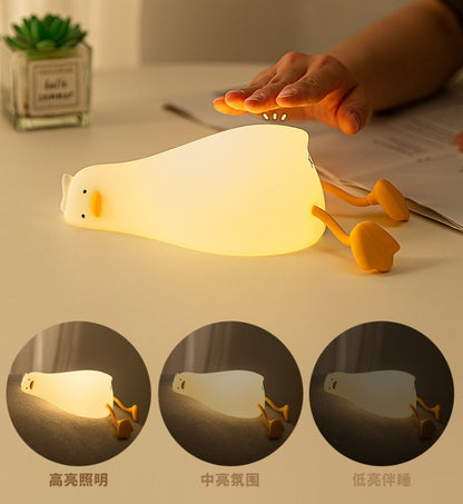 Duck Rechargeable LED Night Light – Soft Silicone Cartoon Lamp for Kids, Bedside Nightlight, Home Room Decor & Birthday Gift