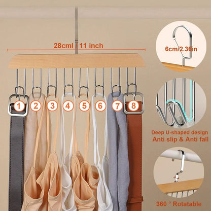 Multi-functional Belt Hanger Clothes Organizer Multifunctional Wooden Underwear Vest Storage Home Dorm Wave Hanger Drying Rack