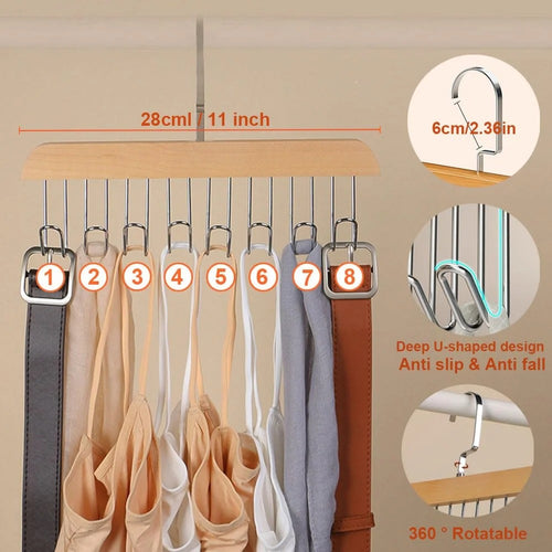 Multi-functional Belt Hanger Clothes Organizer Multifunctional Wooden Underwear Vest Storage Home Dorm Wave Hanger Drying Rack