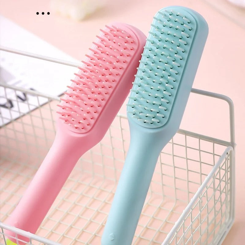1pc Self-cleaning Hair Comb Anti Static Retractable One-pull Massage Brush Rotating Lifting Hairbrush Safety Airbag Combs Barber