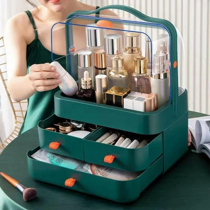 Cosmetic Organizer Box with Drawer – Dust-Proof Makeup Storage