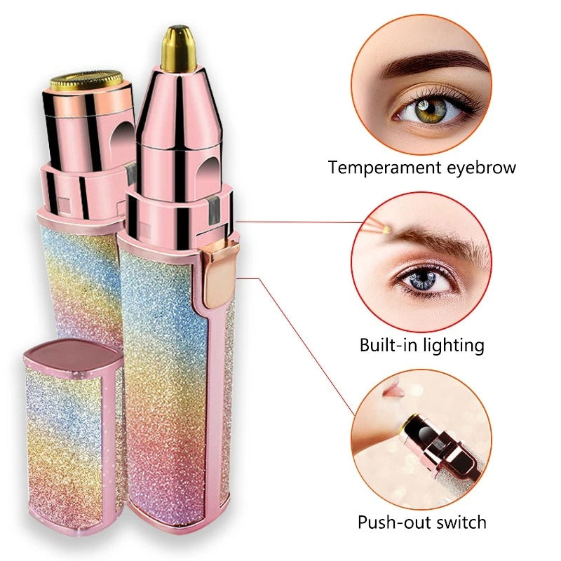 2in1 Eyebrow Facial Hair Epilator for Women Painless Lady Hair Remover Waterproof Bikini Trimmer