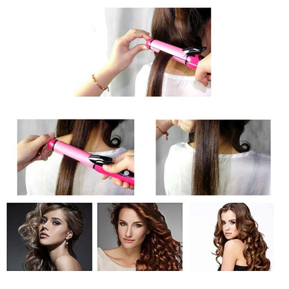 2 in 1 Hair Straightener and Curler Ceramic Flat Iron Hair Curling Irons Straight and Curl Hair Care Styling Tools