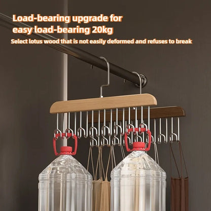 Multi-functional Belt Hanger Clothes Organizer Multifunctional Wooden Underwear Vest Storage Home Dorm Wave Hanger Drying Rack