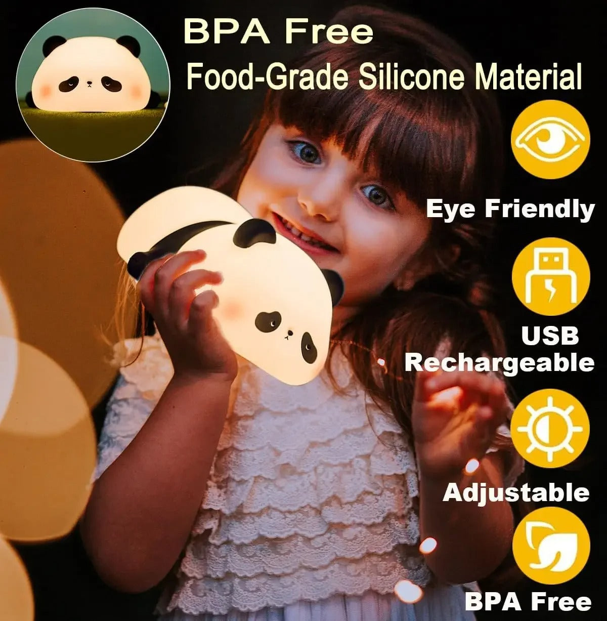 Silicone Panda Rechargeable Lamp