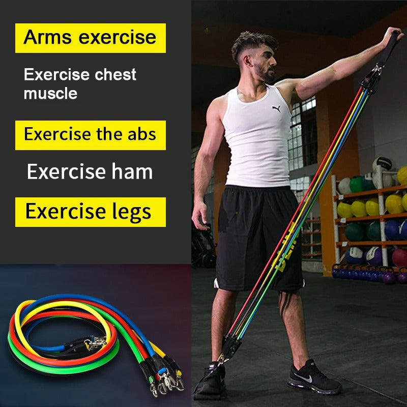 11 pcs Resistance Band Set Fitness Band Pull Rope Elastic Training Band With Door Anchor Handles Carry Bag Legs Ankle Straps