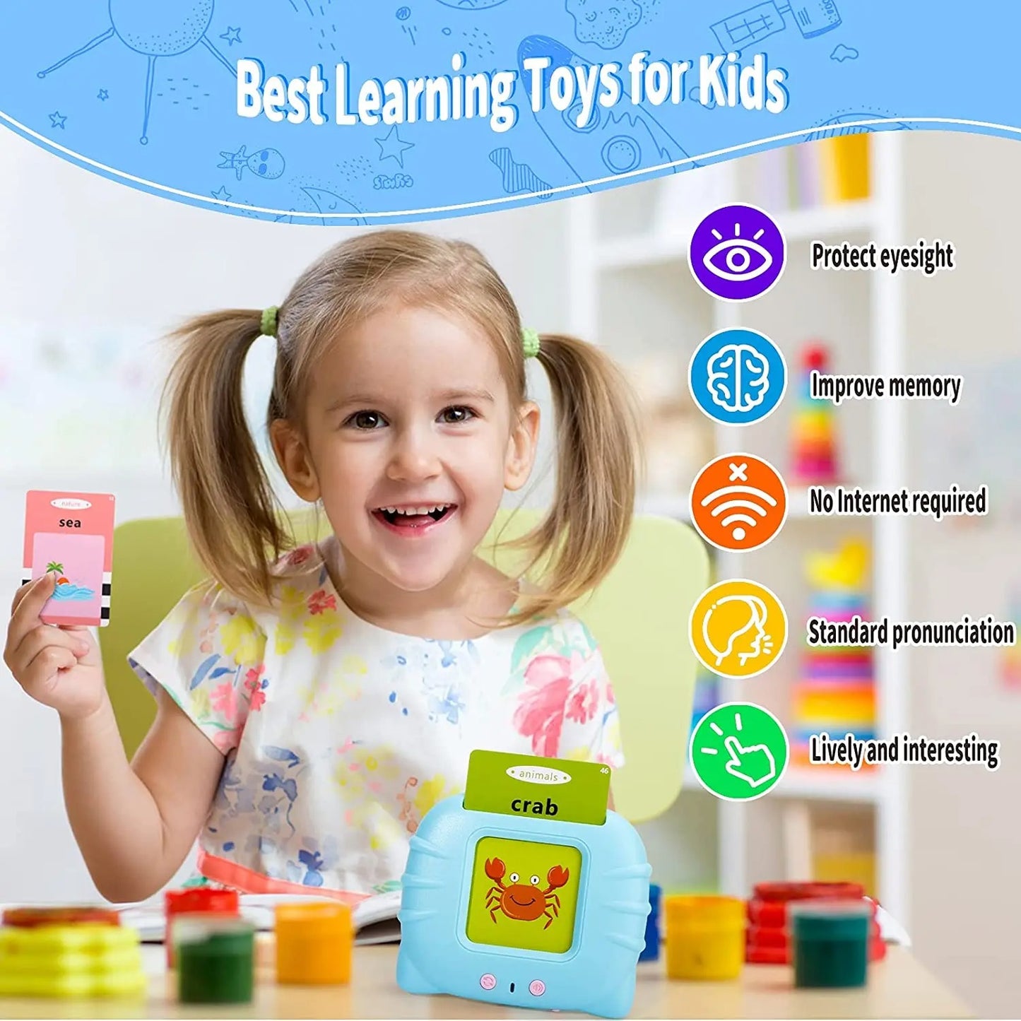 Education Toys Sight Words Games Talking Flash Cards Learning English Machine Electronic Book