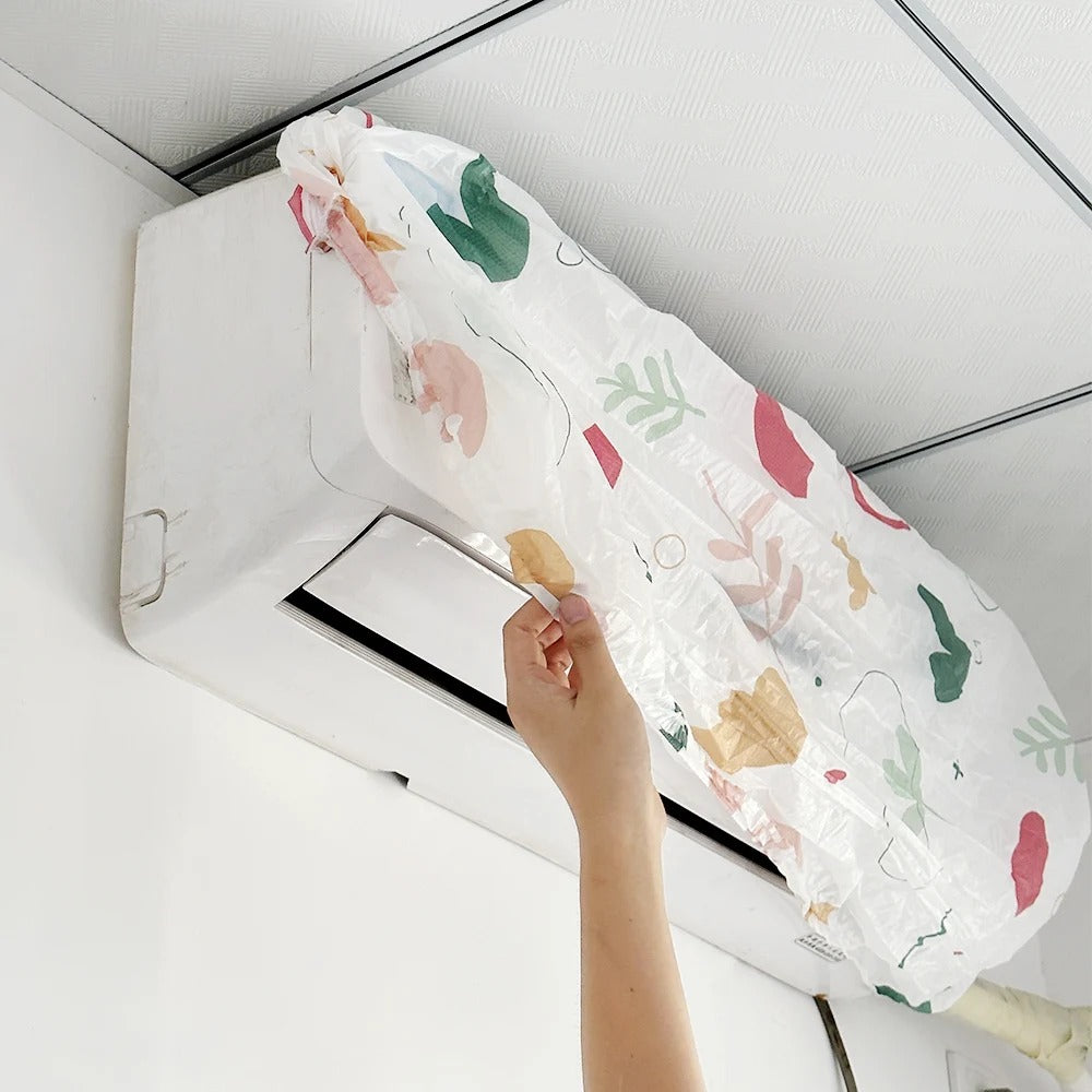 Air Conditioner Dust Cover Reusable Air Conditioning Protective Case Cartoon Printed Dust Covers Air Conditioning Cleaning Tools