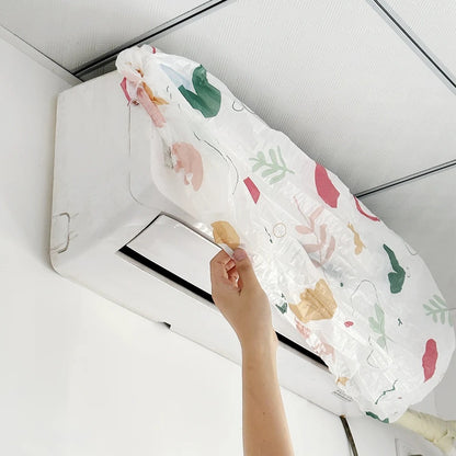 Air Conditioner Dust Cover Reusable Air Conditioning Protective Case Cartoon Printed Dust Covers Air Conditioning Cleaning Tools