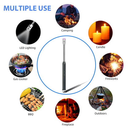 Windproof Kitchen Electric USB Lighter Long Candle BBQ Gas Stove Ignition Gun Camping Rechargeable Flameless Lighter