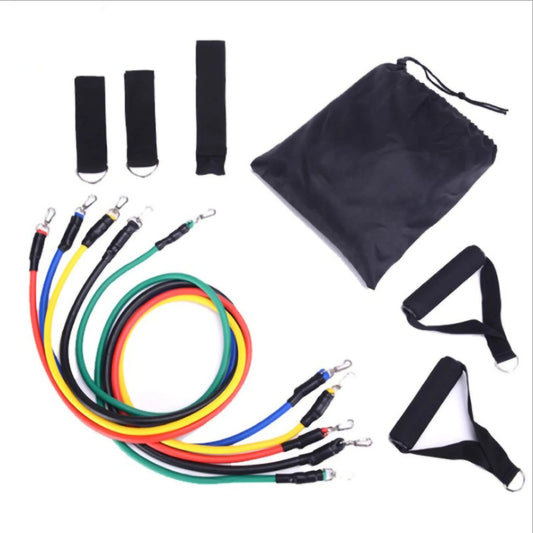 11 pcs Resistance Band Set Fitness Band Pull Rope Elastic Training Band With Door Anchor Handles Carry Bag Legs Ankle Straps