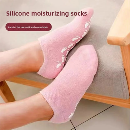 Silicone Moisturizing Foot Mask Socks  Reusable Anti-Crack Heel Protector, Exfoliating Dry & Dead Skin Remover, Softening Foot Care Socks