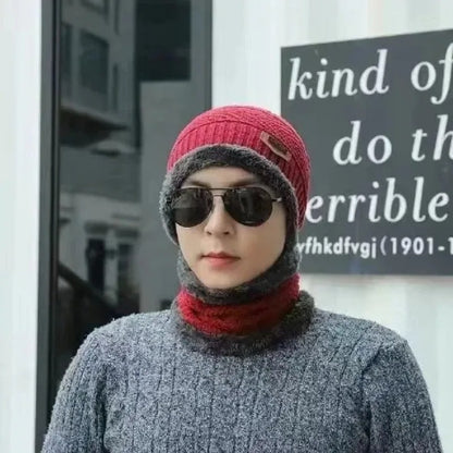 Men's Winter Knitted Wool Hats Thickened Warm And Cold Proof Cycling Women's Cotton Hats Thickened Wool Neck Covers Warm Scarves