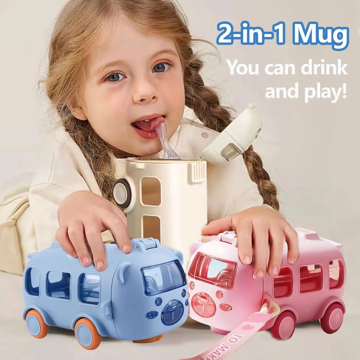 500ML Bus-Shaped Straw Water Bottle