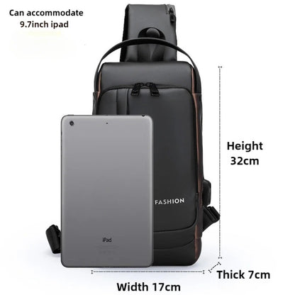Men Anti Theft Chest Bag Shoulder Bags USB Charging Crossbody Package School Short Trip Messengers Bags Men's Oxford Sling Pack