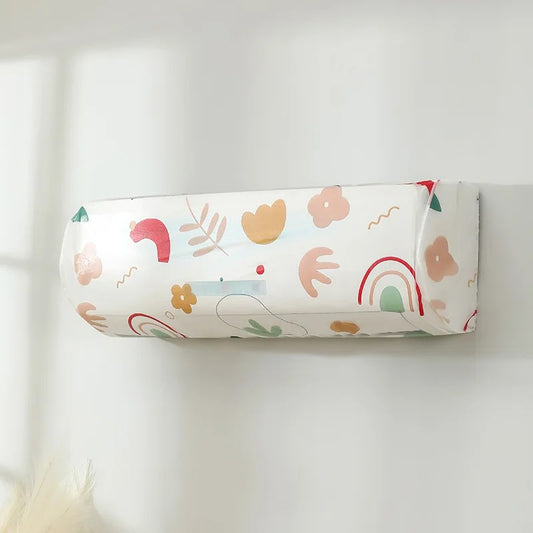 Air Conditioner Dust Cover Reusable Air Conditioning Protective Case Cartoon Printed Dust Covers Air Conditioning Cleaning Tools