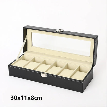 6-Slot Leather Watch Box