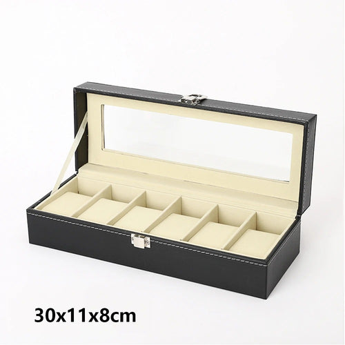 6-Slot Leather Watch Box