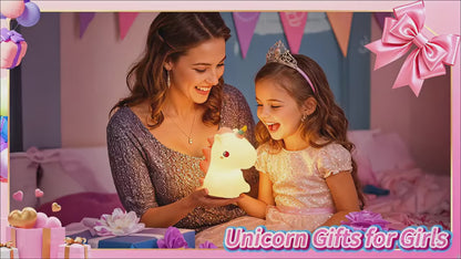 Rechargeable Unicorn Night Light – Soft Silicone Cartoon Lamp for Baby Sleep & Bedroom Atmosphere