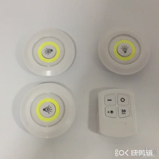 Wireless LED Under Cabinet Light Remote Control Dimmable Wardrobe Night Light Home Bedroom Kitchen Battery Lamp